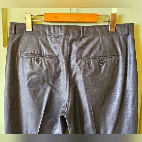 Virgin wool grey silver tailored dress pant trousers - Picture 7 of 11